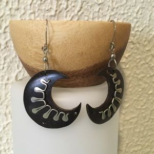 Wooden moon earrings